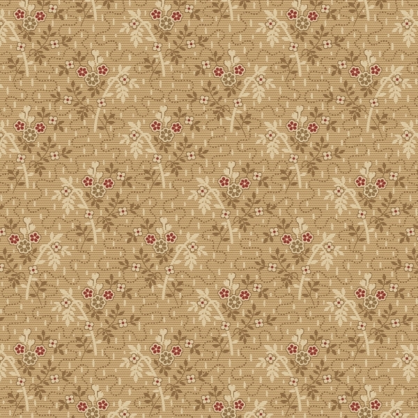 Strawberry Emery Three Blooms Beige by Pam Buda for Marcus Fabrics