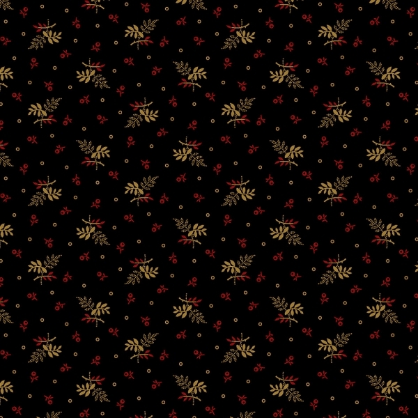 Strawberry Emery Leafy Shade Black by Pam Buda for Marcus Fabrics