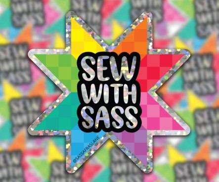 Sew with Sass Glitter Sticker from Sassafras Lane Designs