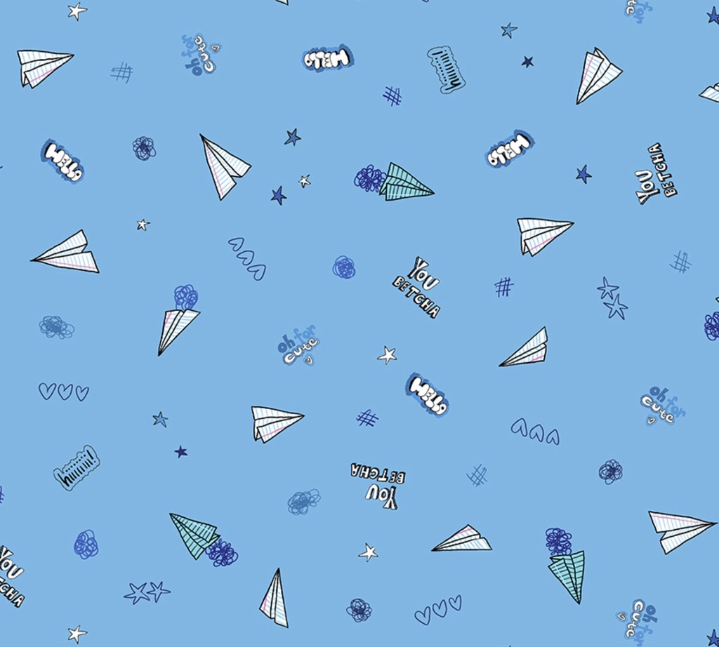 Pen Pals Sky Doodle Azure by Heather Givens for Windham Fabrics