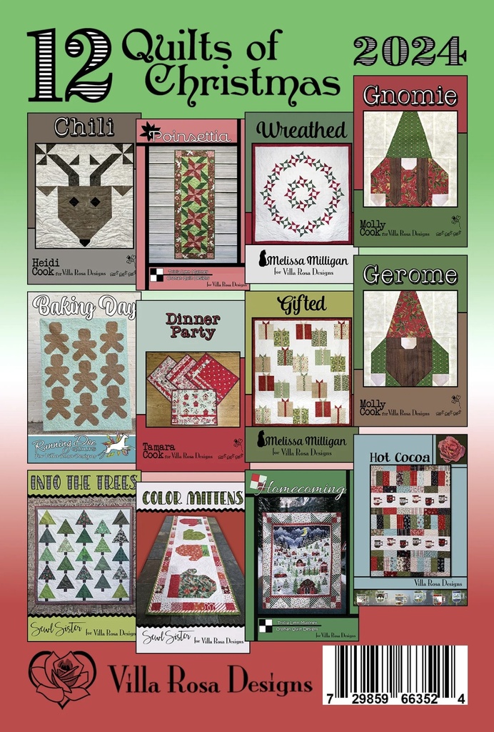 12 Quilts of Xmas Patterns from Villa Rosa Designs