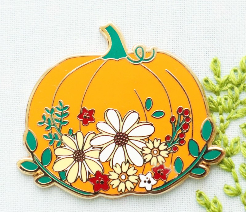 Floral Pumpkin Magnetic Needle Minder from Flamingo Toes