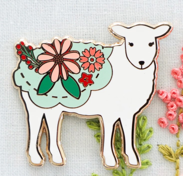 Farmhouse Floral Sheep Magnetic Needle Minder from Flamingo Toes