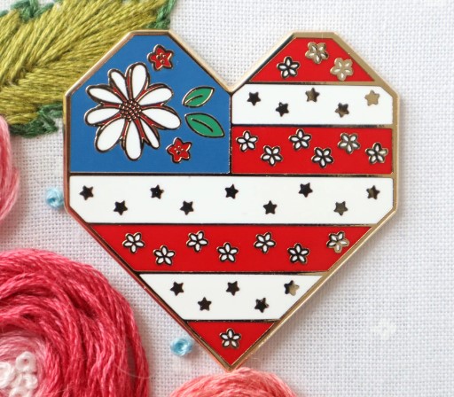 Sweet Freedom Heart Flag Magnetic Needle Minder from Flamingo Toes