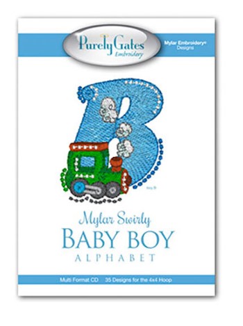 Mylar Swirly Baby Boy Alphabet Mylar Embroidery Designs from Purely Gates