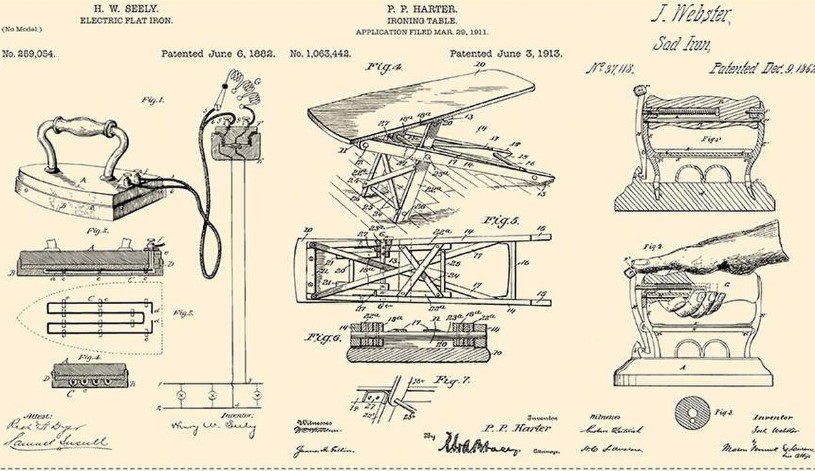 Press On Pressed Patents Panel Parchment by J. Wecker Frisch for Riley Blake Designs