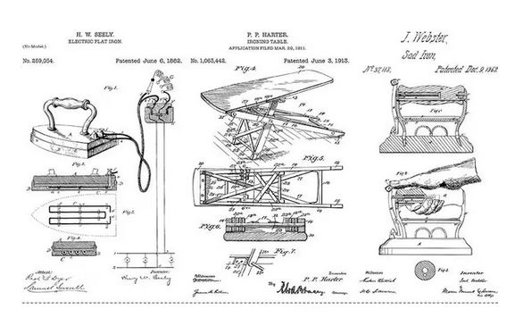 Press On Pressed Patents Panel White by J. Wecker Frisch for Riley Blake Designs