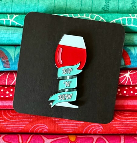 Sip 'N' Sew Wine Enamel Pin