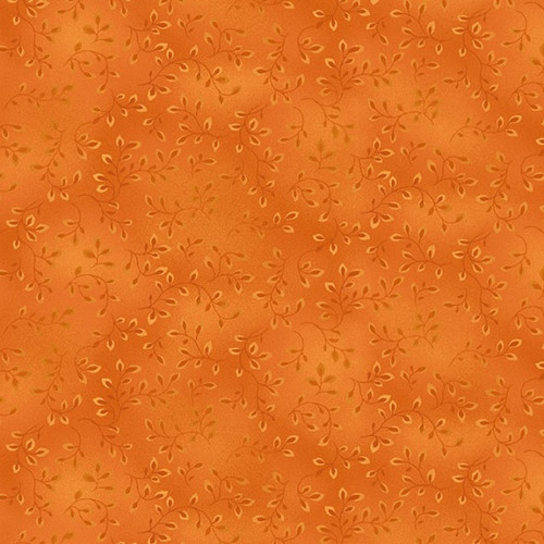 Folio Basics Leaves Orange by Color Principle for Henry Glass Fabrics