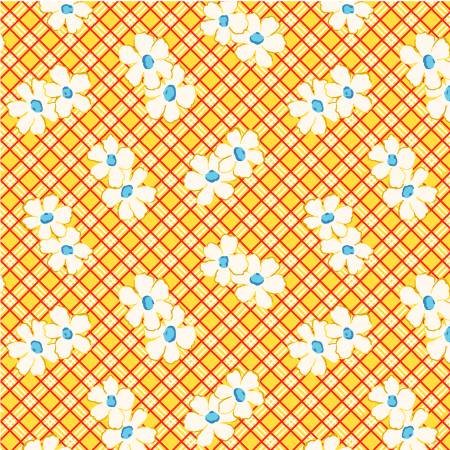 Beach Baby Diagonal Plaid Floral Yellow from P&B Textiles