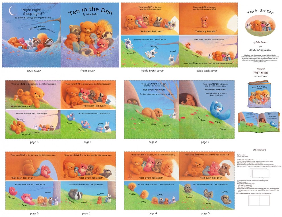 Ten in the Den Soft Book Panel by John Butler for Elizabeth's Studio