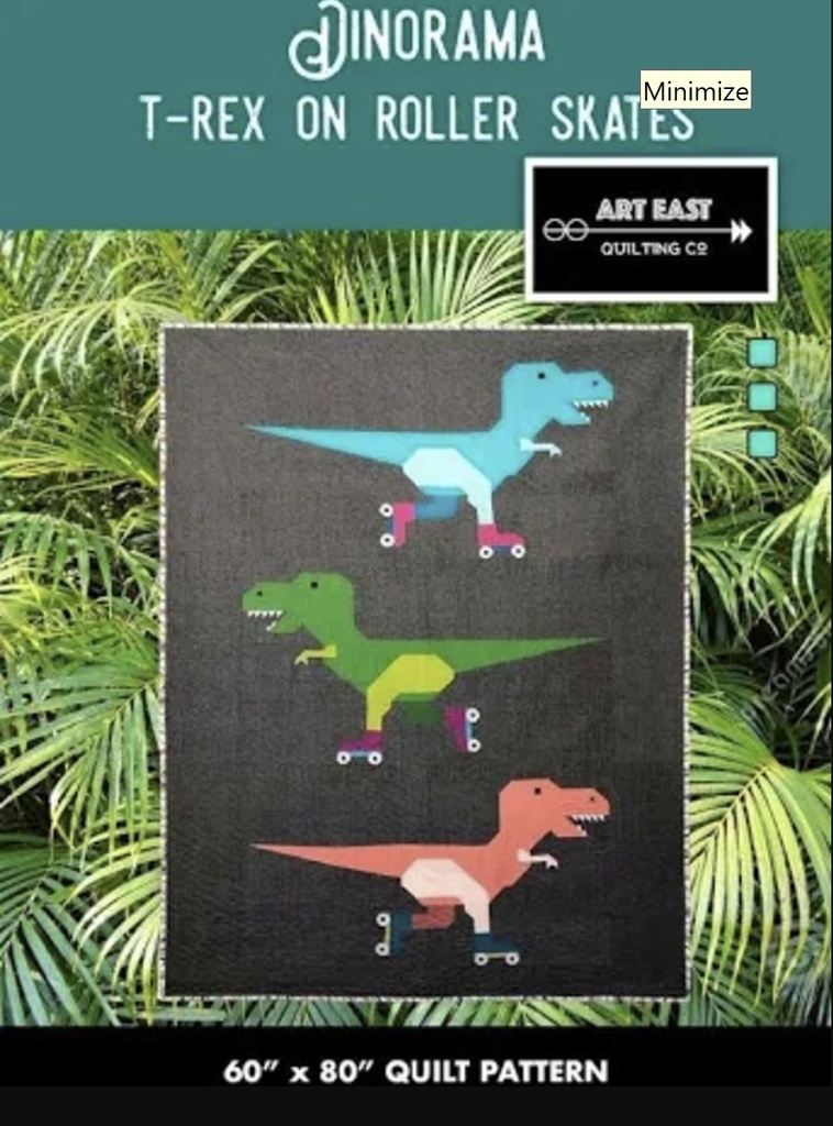 Dinorama T-Rex on Roller Skates from Art East Quilting Co