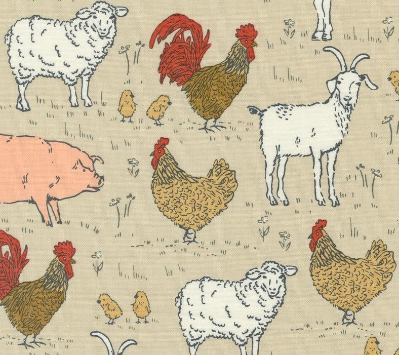 Farmstead Animal Farm Linen by Stacy Iest Hsu for Moda Fabrics