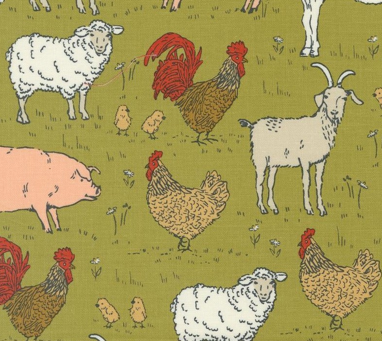 Farmstead Animal Farm Meadow by Stacy Iest Hsu for Moda Fabrics