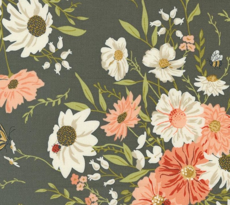 Farmstead Farm Fresh Flowers Charcoal by Stacy Iest Hsu for Moda Fabrics