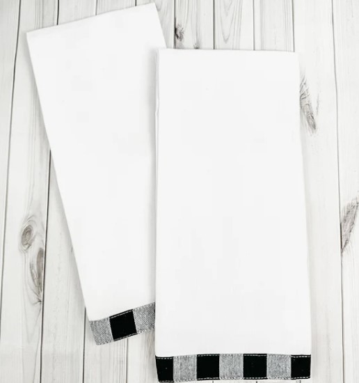 Vintage Gingham Black Trim  Dishtowel