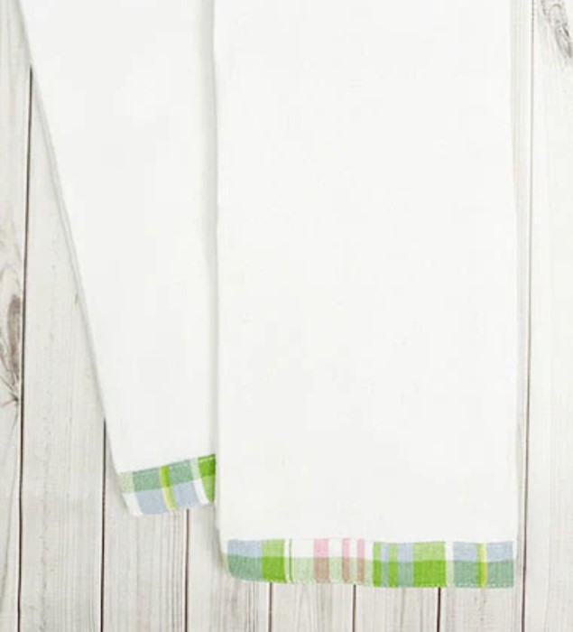 Garden Whimsy Plaid Trim Dishtowel