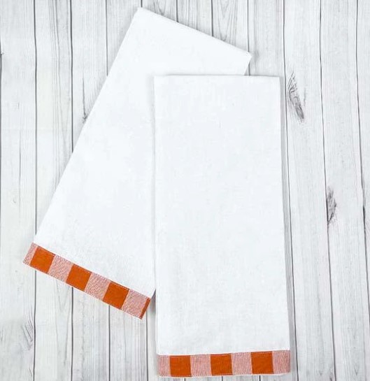 Vintage Gingham Longhorn Orange Check Distowel