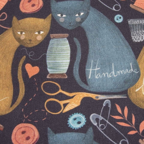 Canvas Cotton 8oz Print Cats by Katia for Figo Fabrics