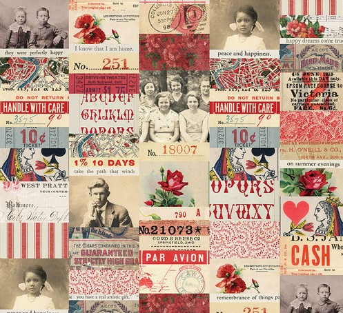 Palette Red Collage by Tim Holtz for Free Spirit Fabrics