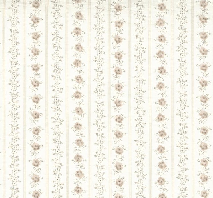 Hollyhocks and Roses Floral Stripe Linen by Bunny Hill Designs for Moda Fabrics