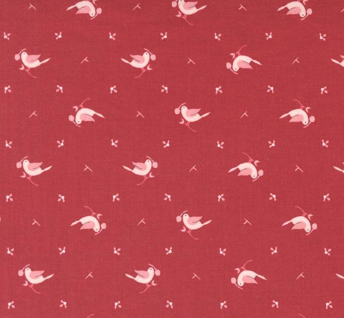 Hollyhocks and Roses Early Bird Geranium Red by Bunny Hill Designs for Moda Fabrics