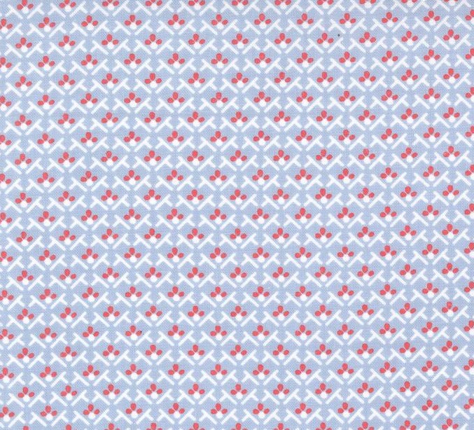 Hollyhocks and Roses Trellis Flowers Sky by Bunny Hill Designs for Moda Fabrics