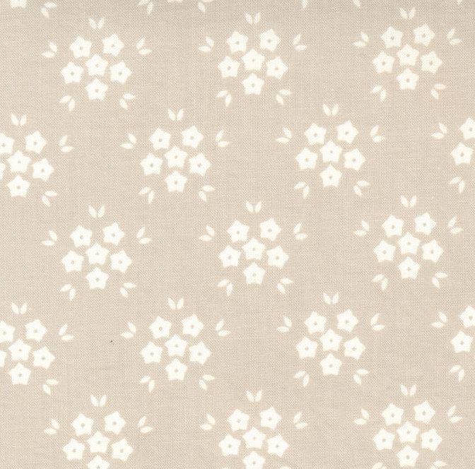 Hollyhocks and Roses Flower Puffs Linen by Bunny Hill Designs for Moda Fabrics