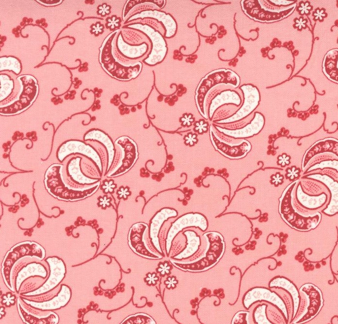 Hollyhocks and Roses Blooms Florals Carnation Pink by Bunny Hill Designs for Moda Fabrics