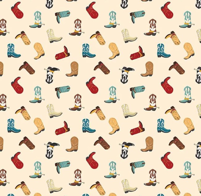Cowboy Boots Cream by Echo Park Paper Co for Riley Blake Designs