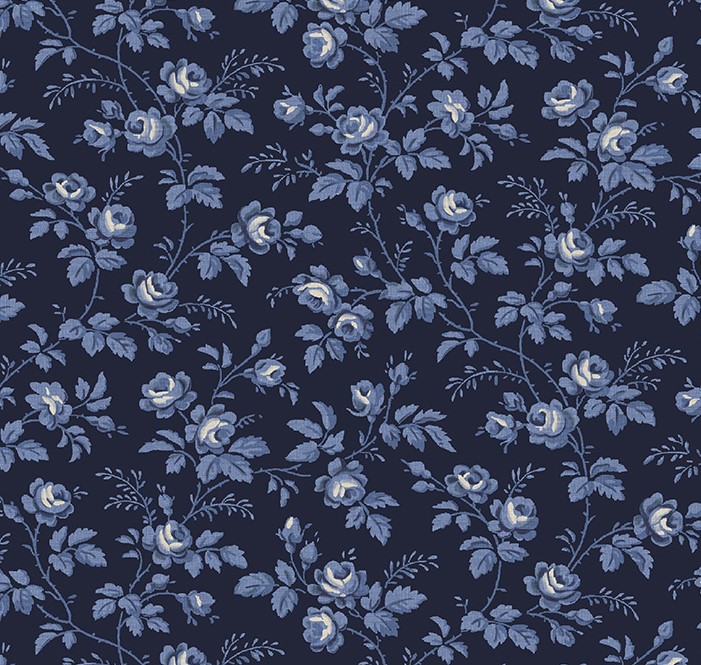 Jasper Blue Rose Hedge Indigo by Whistler Studios for Windham Fabrics