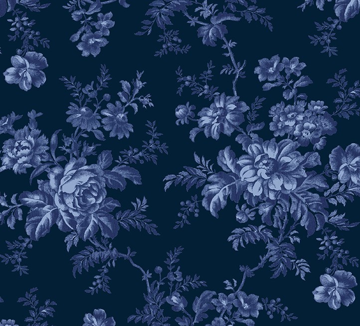 Jasper Blue Flower Picking Indigo by Whistler Studios for Windham Fabrics