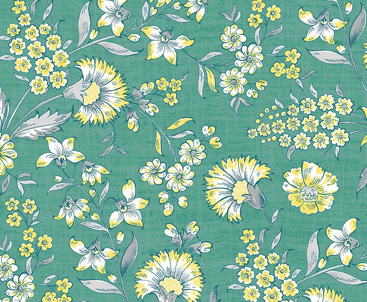 Fanfare Jacobean Garden Jade by Whistler Studios for Windham Fabrics