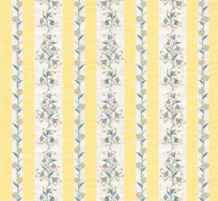 Fanfare Vining Lilies Yellow by Whistler Studios for Windham Fabrics