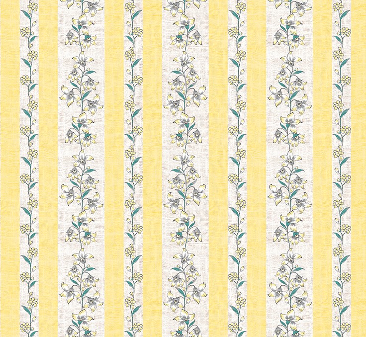Fanfare Vining Lilies Yellow by Whistler Studios for Windham Fabrics