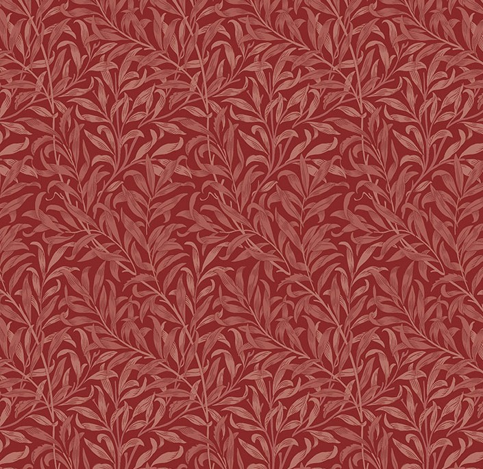 The Cotswold Holiday Collection Willow Boughs Red by The Original Morris & Co. for FreeSpirit Fabrics