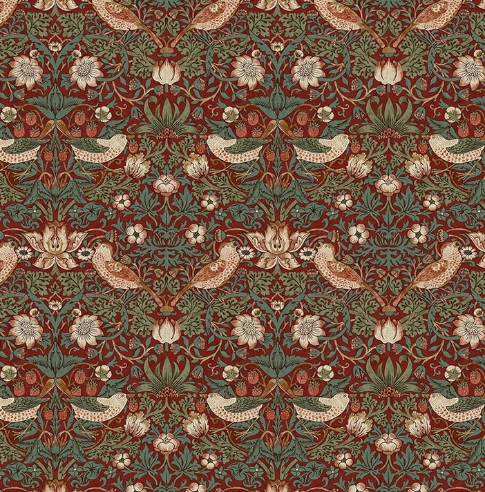 The Cotswold Holiday Collection Mini Strawberry Thief Wine by The Original Morris & Co for FreeSpirit Fabrics