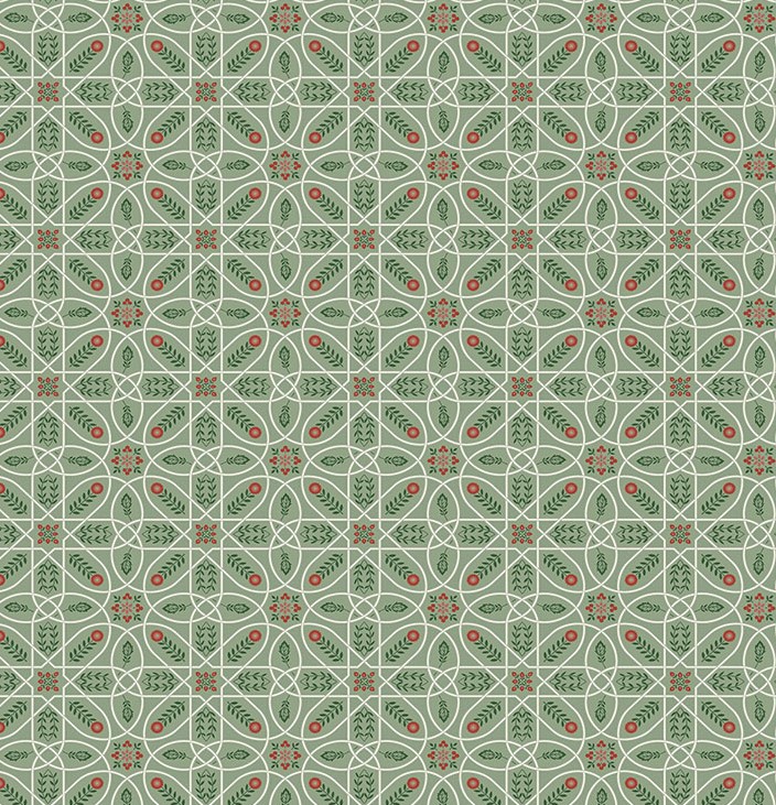 The Cotswold Holiday Collection Mini Brophy Trellis Sage by The Original Morris & Co for FreeSpirit Fabrics