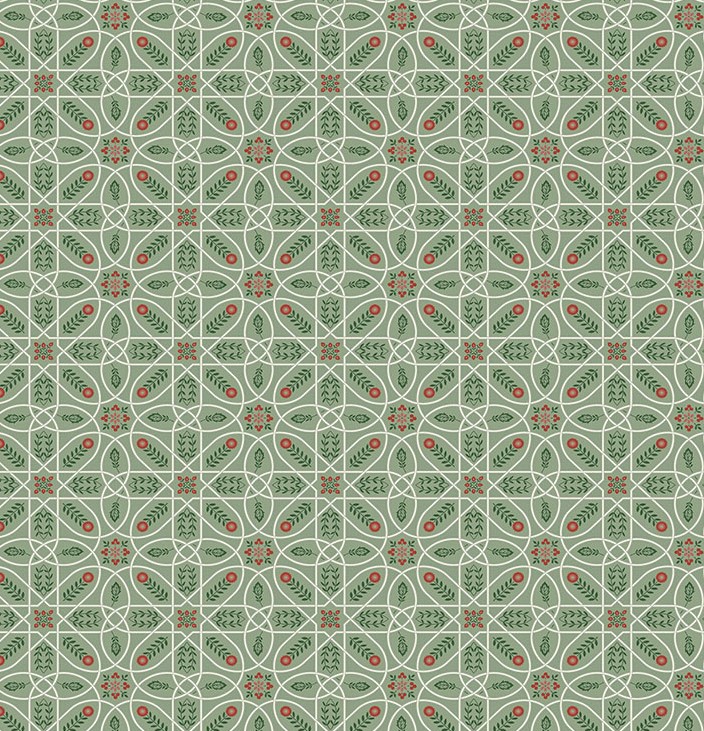 The Cotswold Holiday Collection Mini Brophy Trellis Sage by The Original Morris & Co for FreeSpirit Fabrics