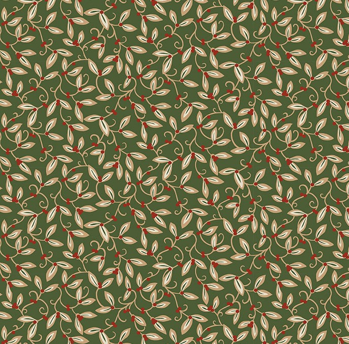 The Cotswold Holiday Collection Mistletoe Green by The Original Morris & Co for FreeSpirit Fabrics