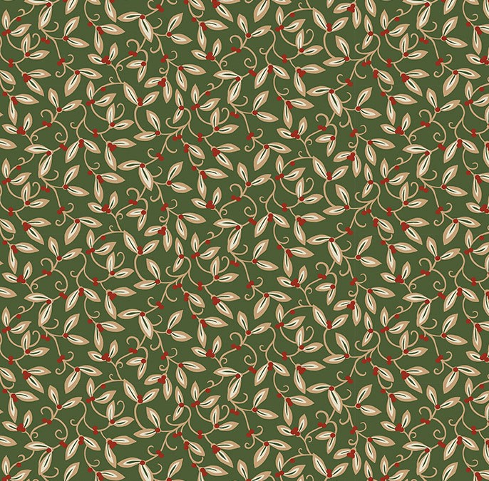The Cotswold Holiday Collection Mistletoe Green by The Original Morris & Co for FreeSpirit Fabrics