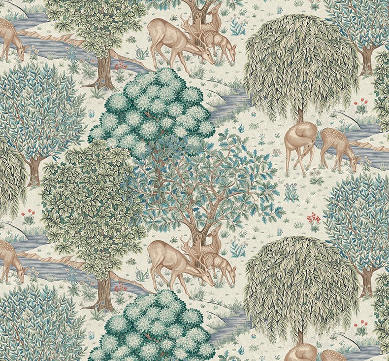 The Cotswold Holiday Collection The Brook Cream by The Original Morris & Co for FreeSpirit Fabrics