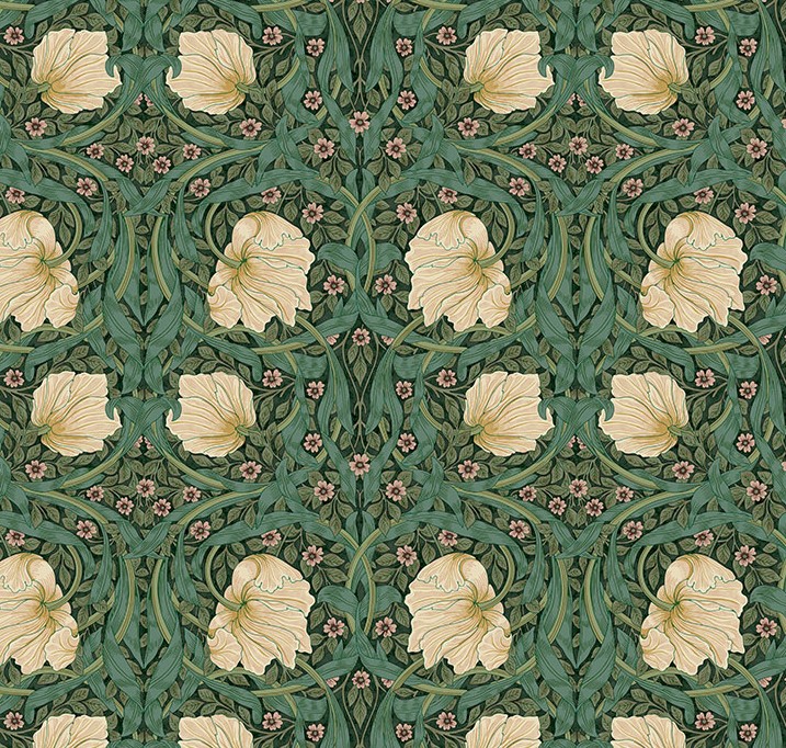 The Cotswold Holiday Collection Small Pimpernel Green by The Original Morris & Co for FreeSpirit Fabrics