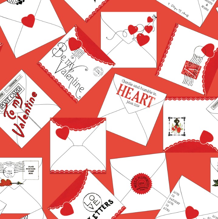 All My Heart Valentine Greeting Red by J. Wecker Frisch for Riley Blake Designs