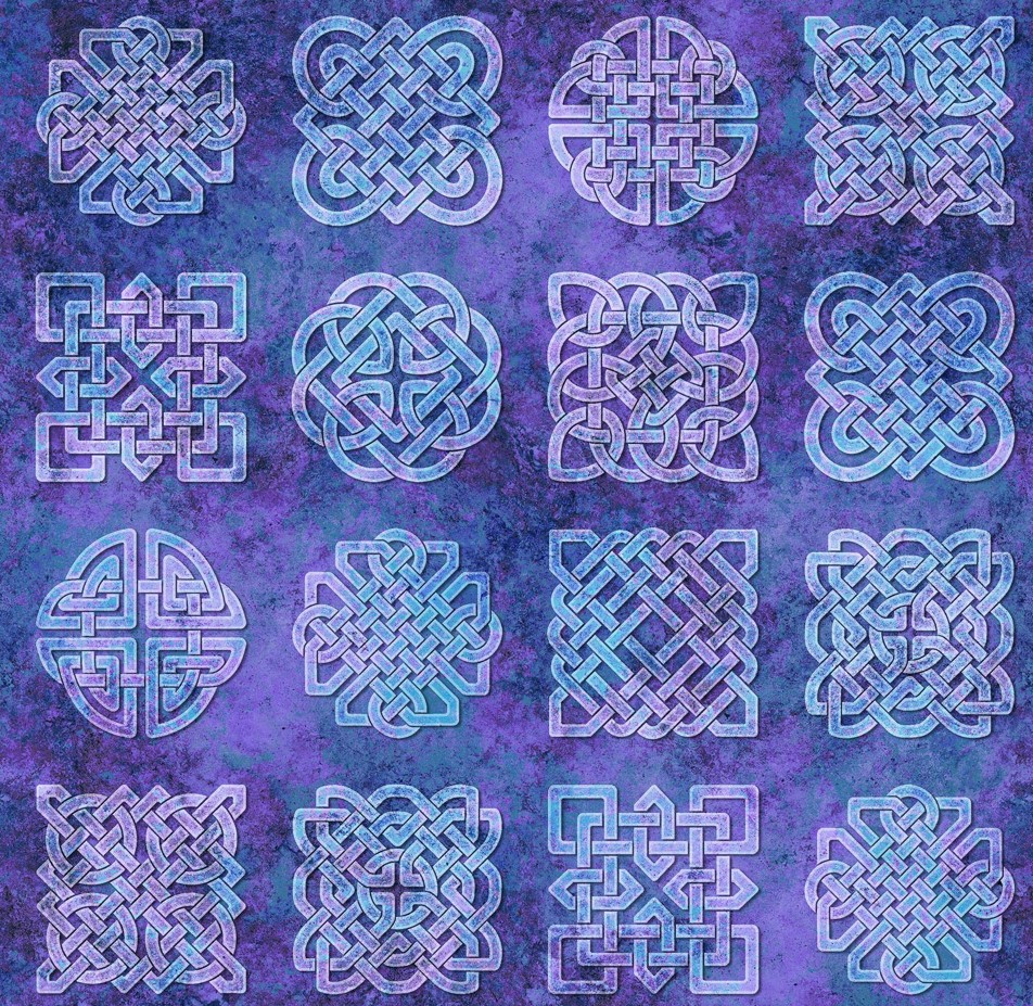 Stonehenge Celtic Roots Celtic Blocks Purple by Linda Ludovico for Northcott Fabrics