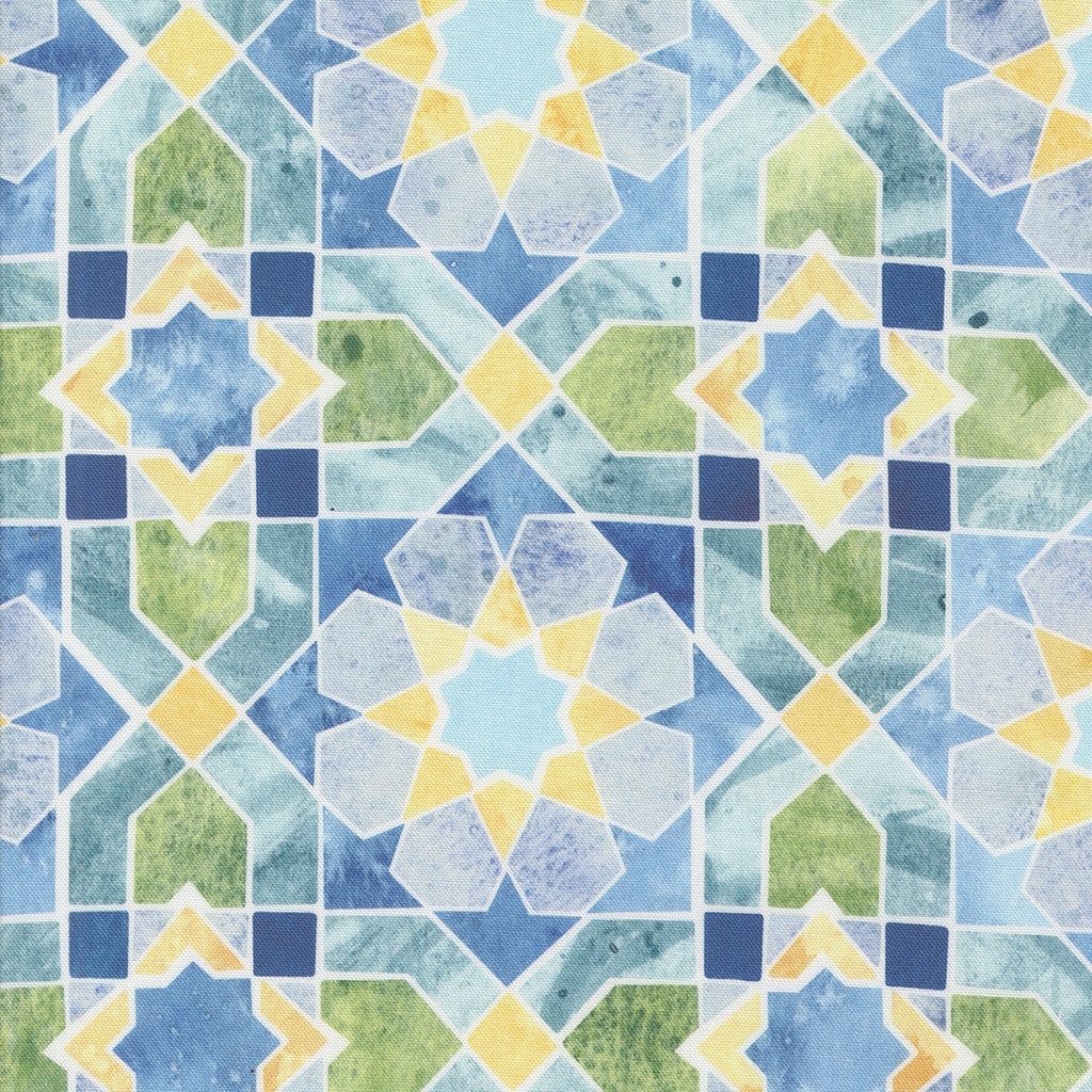 Sunshine and Blue Skies Mosaic Sky Geometrics Multi from Moda