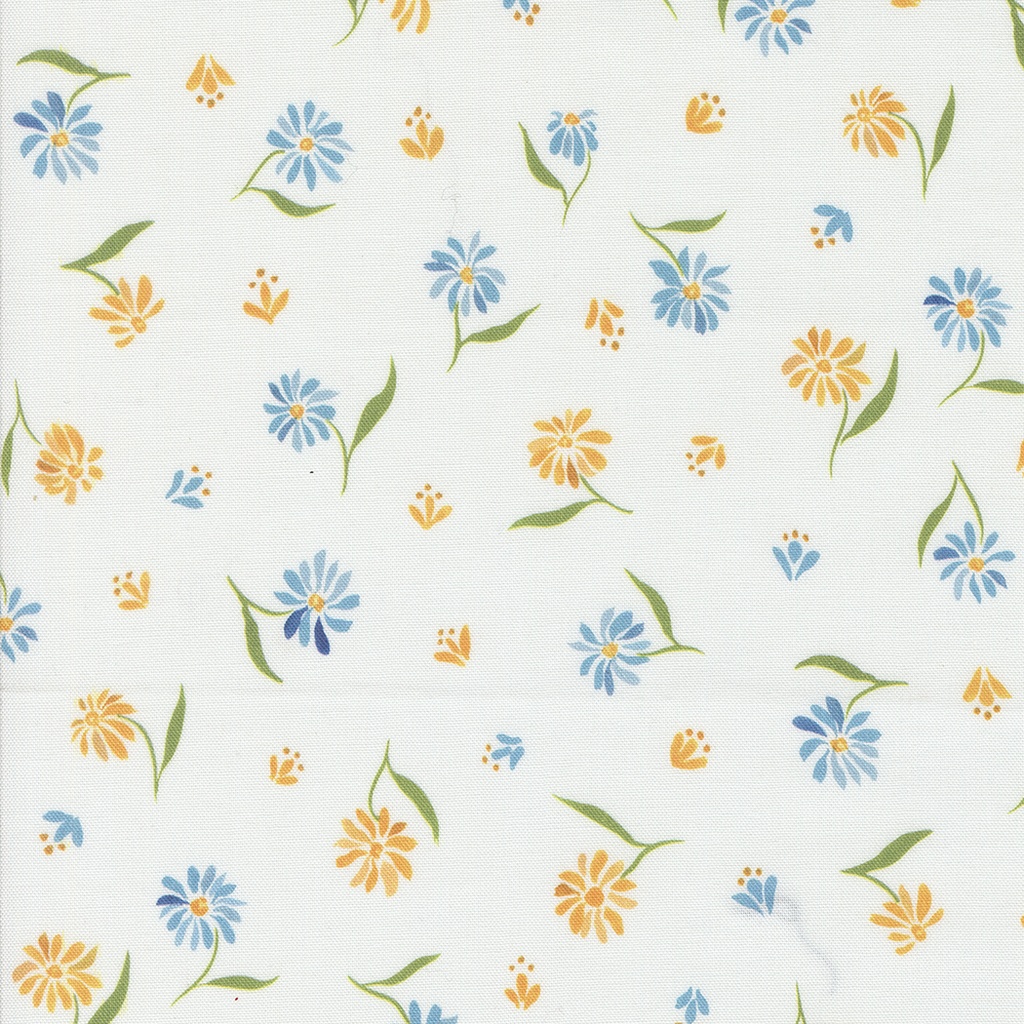 Sunshine Blue Skies Ditzy Daisy Florals Watercolor Cloud