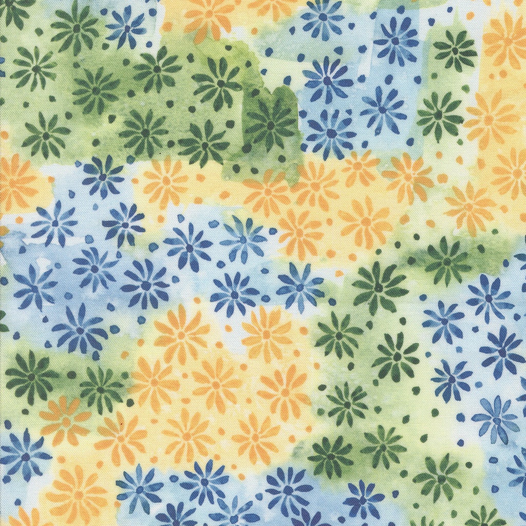 Sunshine Blue Skies Gathered In Small Florals Watercolor Multi