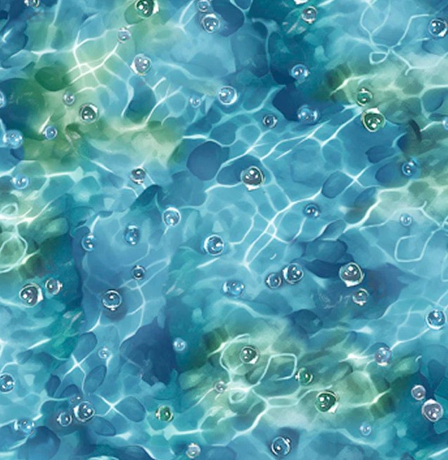 Koi Pond Bubbles Blue by Clint Eagar for P&B Textiles