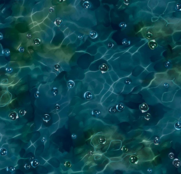 Koi Pond Bubbles Blue and Green by Clint Eagar for P&B Textiles